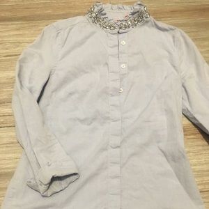 Elle Women’s Light Blue Button Down with Jewels